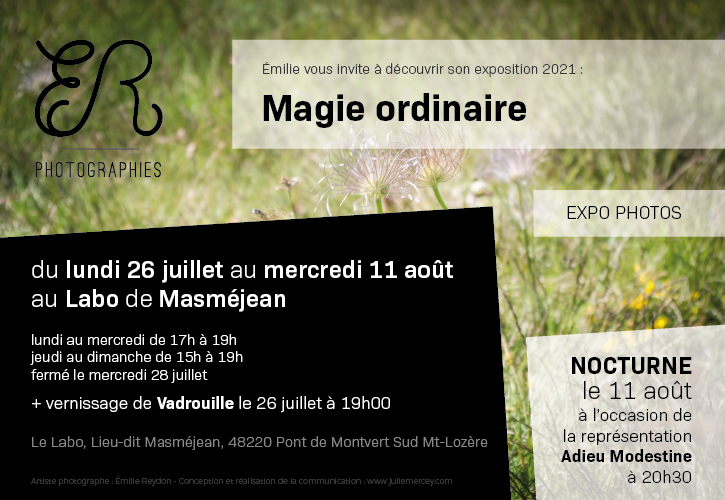 Émilie Reydon - ER Photographie - Cévennes - Lozère - Expo Photos - Magie ordinaire - Vadrouille - Adieu Modestine Émilie Reydon - ER Photographie - Cévennes - Lozère - Expo Photos - Magie ordinaire - Vadrouille - Adieu Modestine